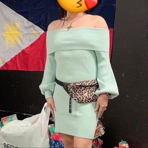 OFF SHOULDER SWEATER DRESS
